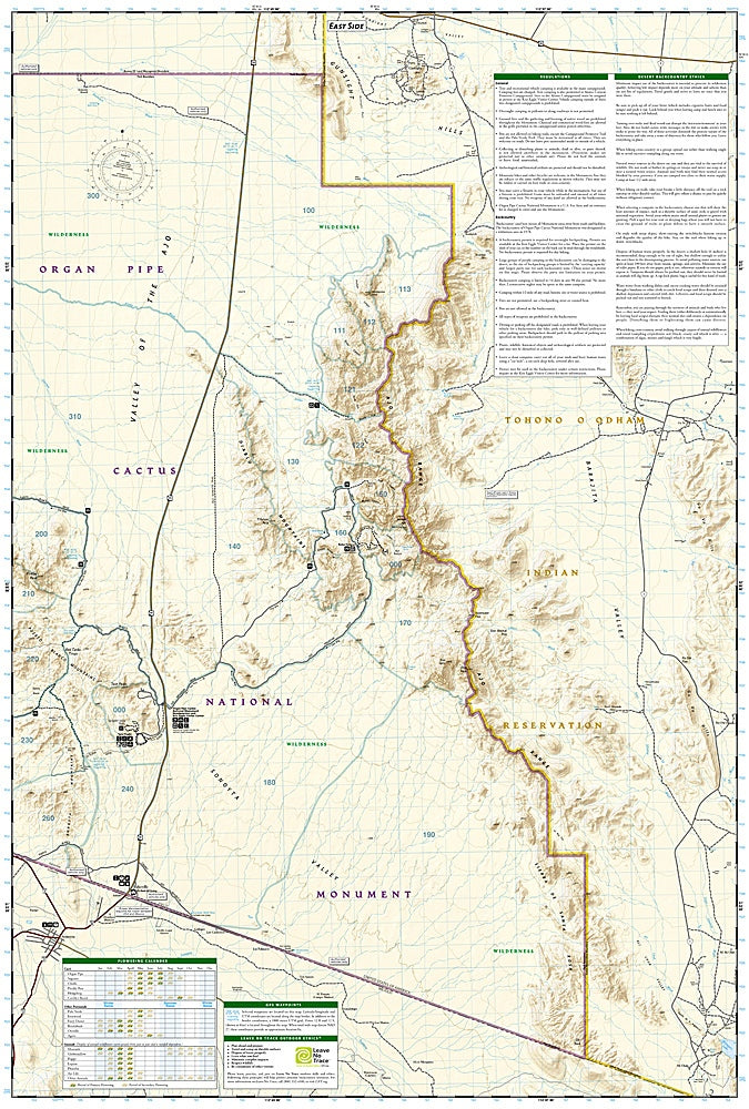 Organ Pipe Cactus National Monument Trails Illustrated Topographic Map #224 - Map Detail