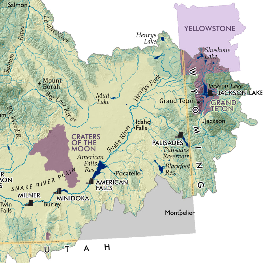 Columbia River Watershed Reference Map - Idaho Detail