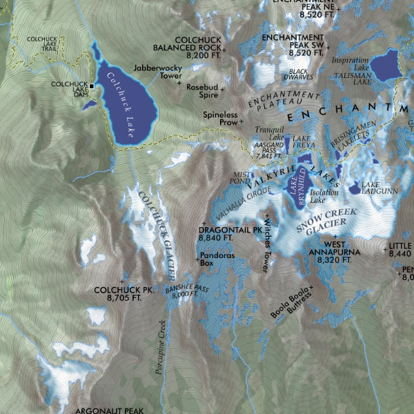 The Enchantments Souvenir & Reference Map - Detail