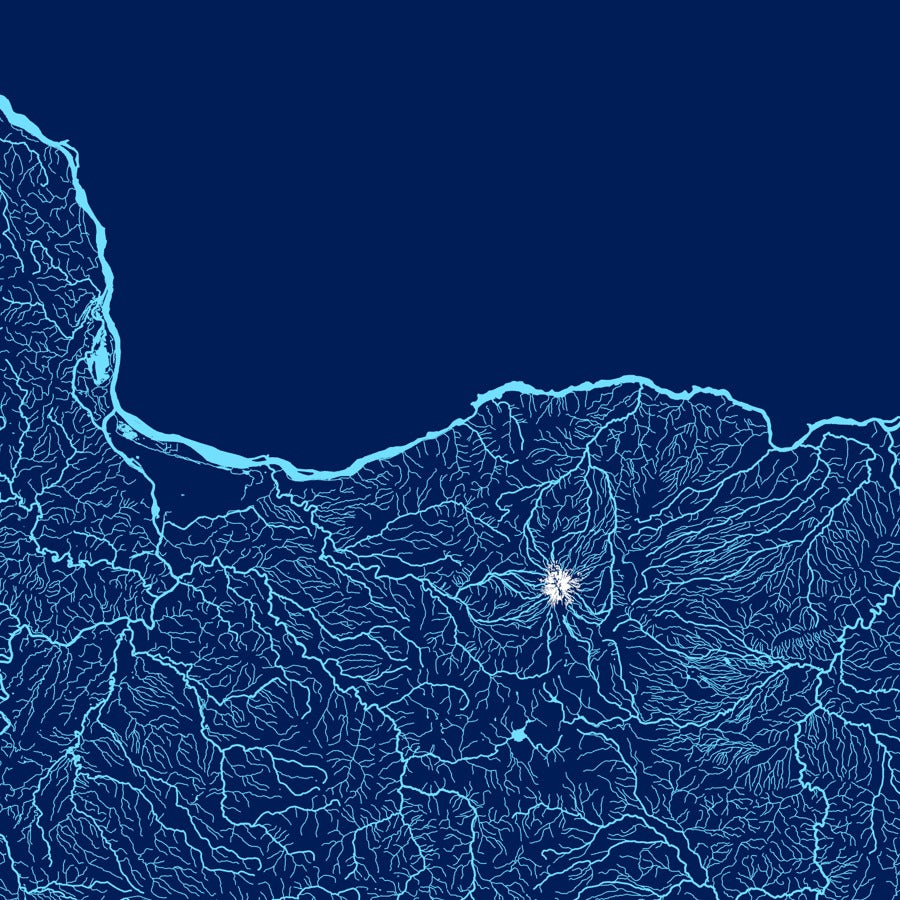 Oregon State Rivers / Hydrology Map - Detail