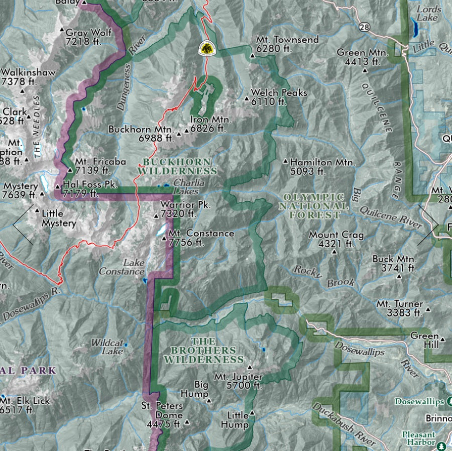 Puget Sound Regional Reference Wall Map - Olympic National Forest Area Detail