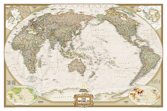 Pacific Centered World Map by National Geographic - Executive Style