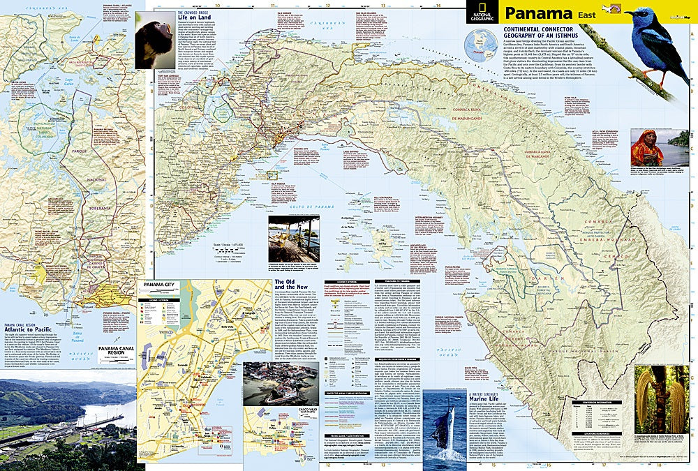 Panama Adventure Travel Map by National Geographic - Map Detail (East)