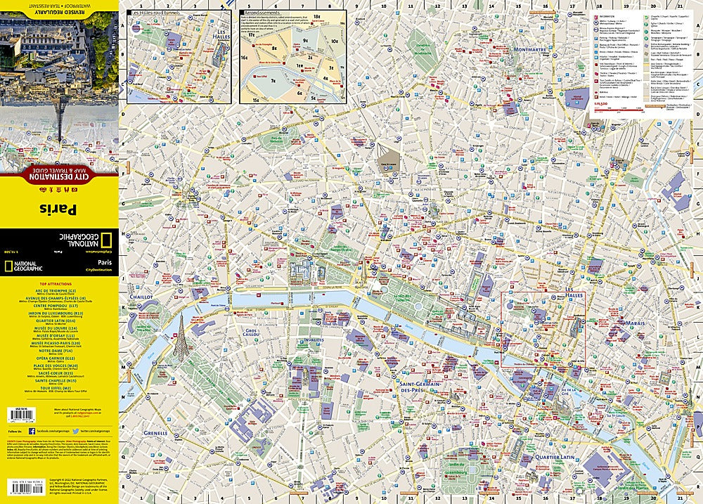 Paris Destination Map & Travel Guide by National Geographic - Map Detail