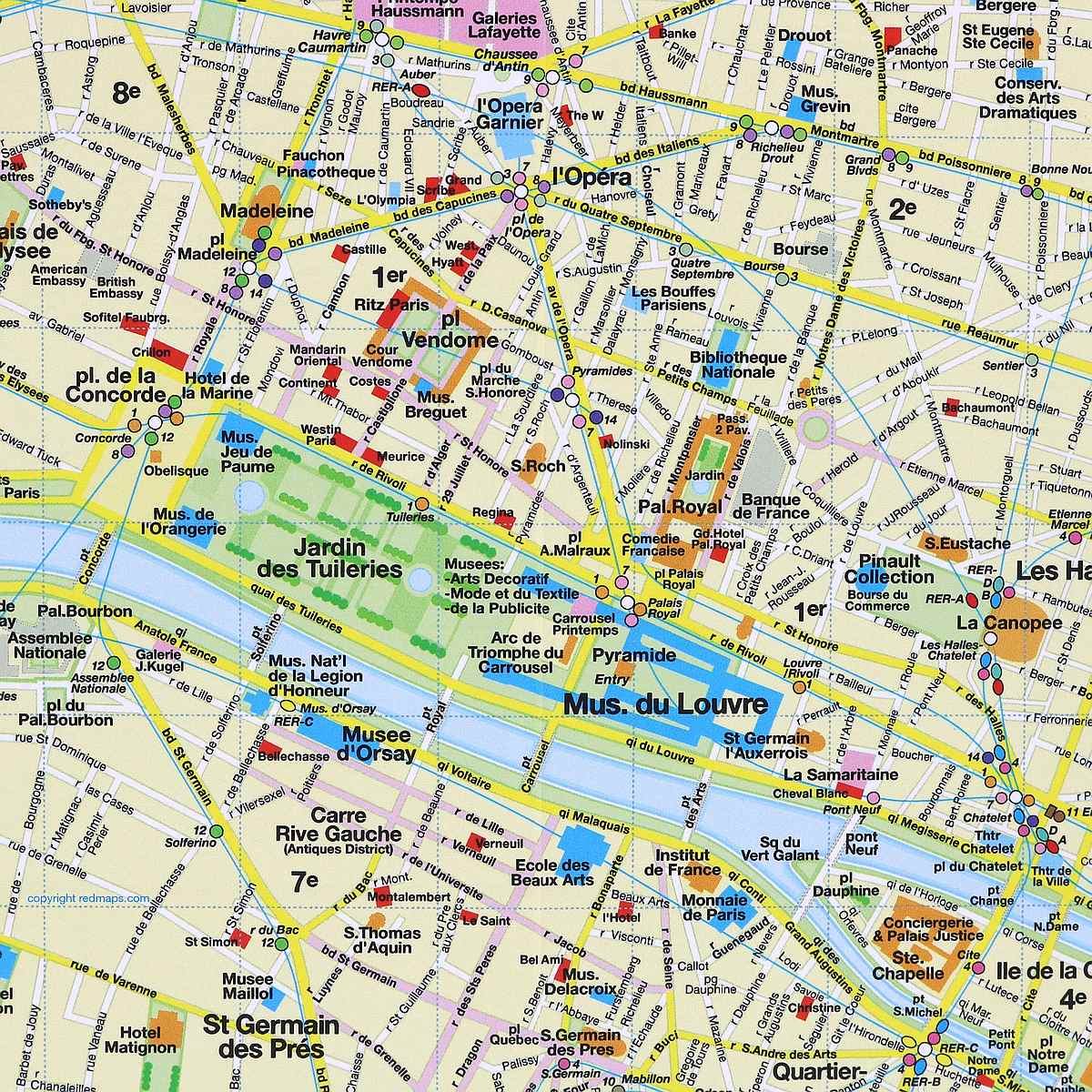 Paris City Center Street Map by Red Maps - Map Detail