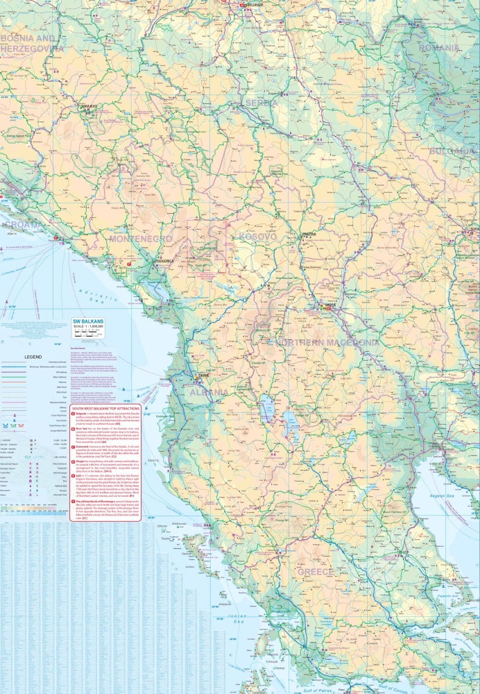 Peaks of the Balkans Travel & Reference Map by ITMB - Map Detail (SW)