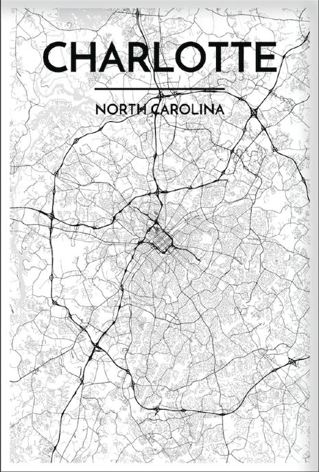 Charlotte Map Print Black & White