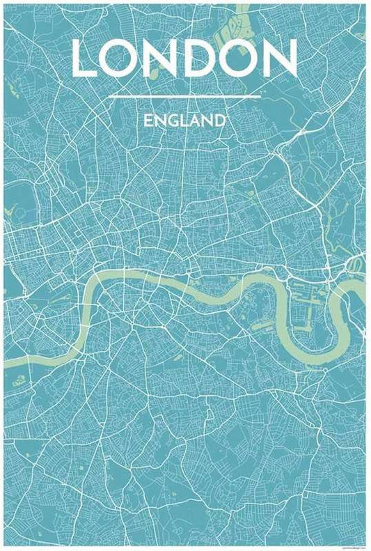 London Light Blue Map Print