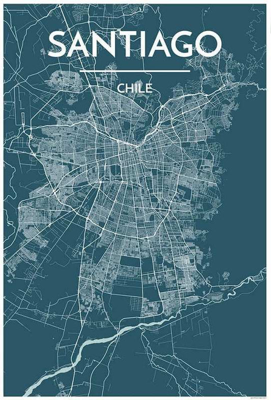 Santiago Map Print