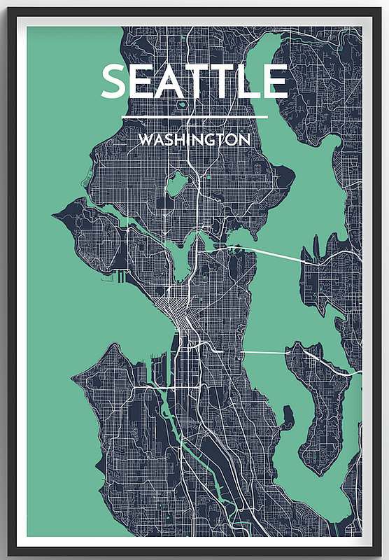 Seattle Map Print (Dark Green)