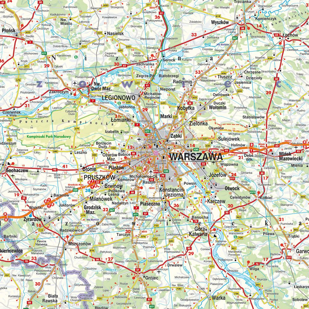 Poland Road Map by Freytag & Berndt - Map Detail