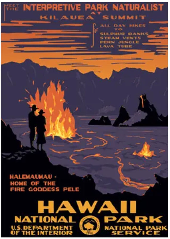 Hawaii Volcanoes National Park WPA Style Poster by Ranger Doug