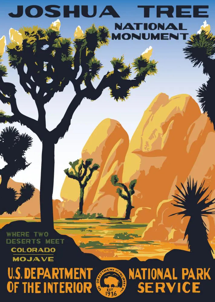 Joshua Tree National Monument WPA Style Poster by Ranger Doug