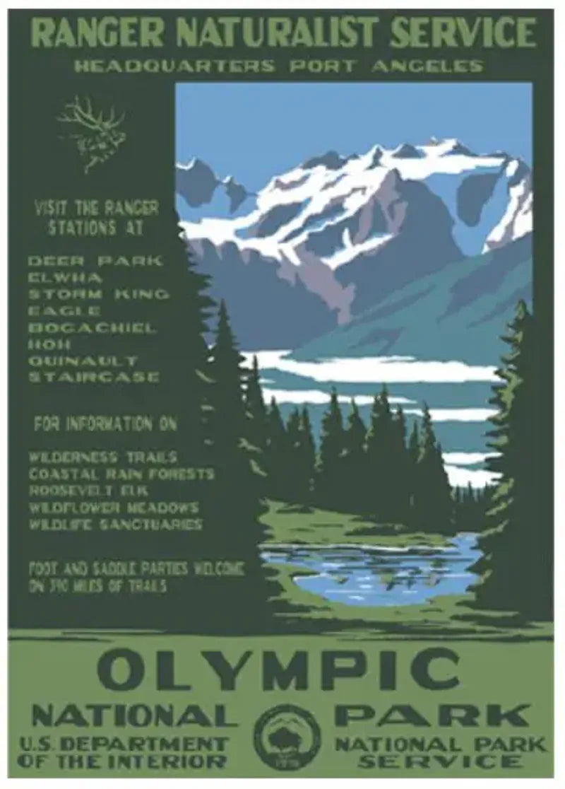 Olympic National Park WPA Style Poster by Ranger Doug