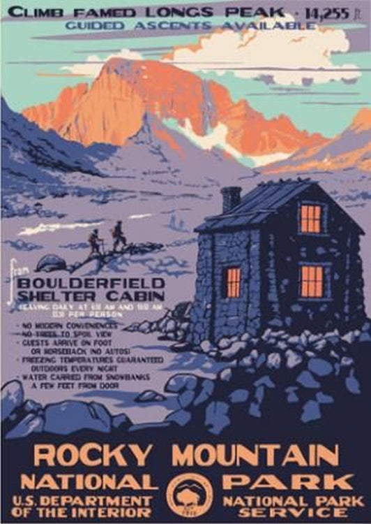 Rocky Mountain National Park WPA Style Poster by Ranger Doug