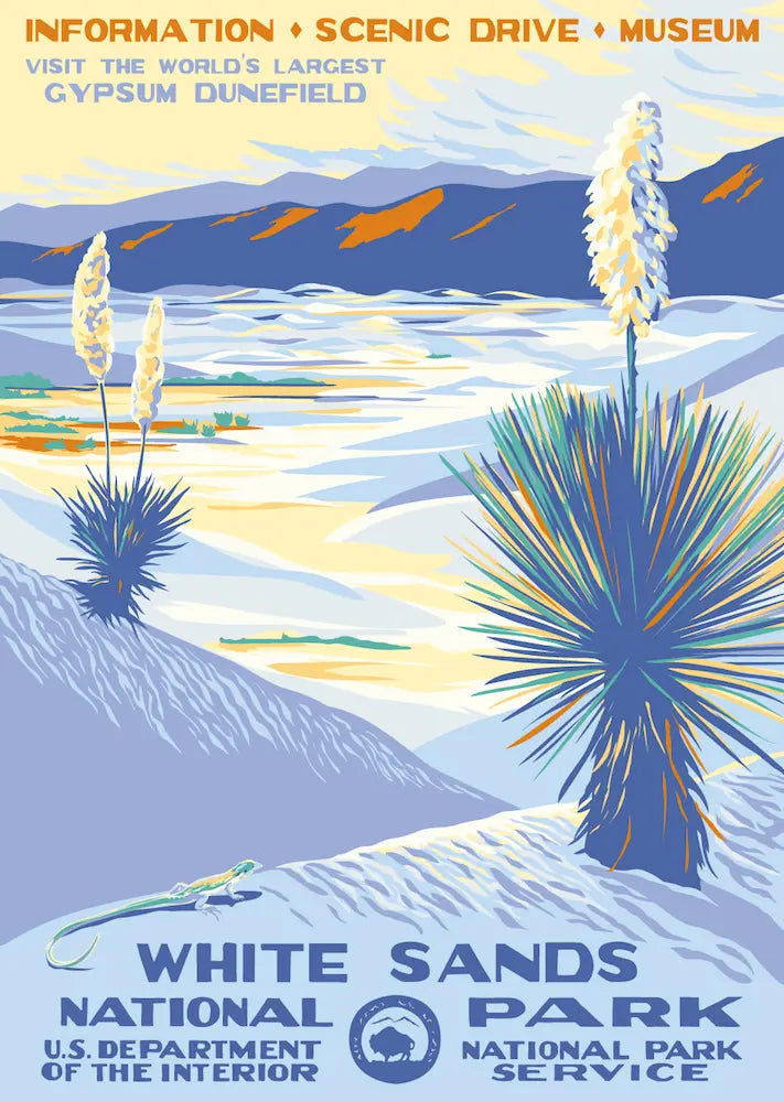 White Sands National Park WPA Style Souvenir Poster by Ranger Doug