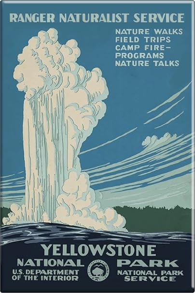 Yellowstone National Park (Geyser blue edition) WPA Style Souvenir Poster by Ranger Doug