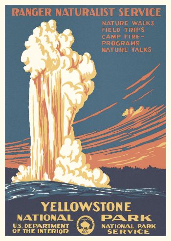 Yellowstone National Park (Geyser - Orange) WPA Style Souvenir Poster by Ranger Doug
