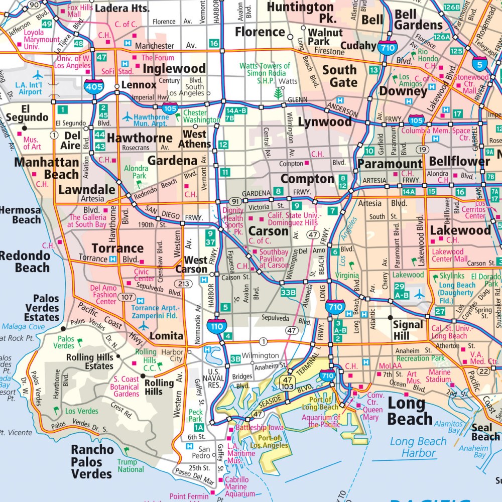 Southern California State Highway Laminated Map by Rand McNally (Easy to Fold) - Map Detail