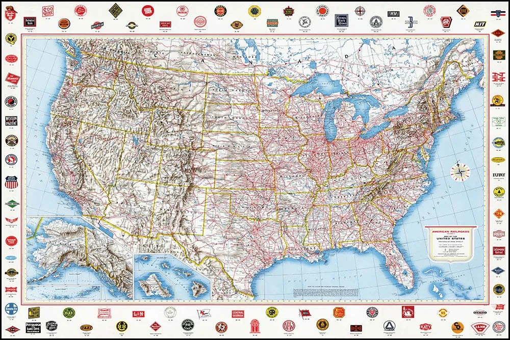 American Railroads Map, 1959