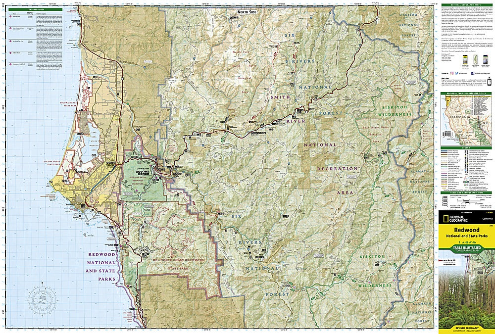 Redwood National & State Parks Trails Illustrated Topographic Map #218 - Map Detail