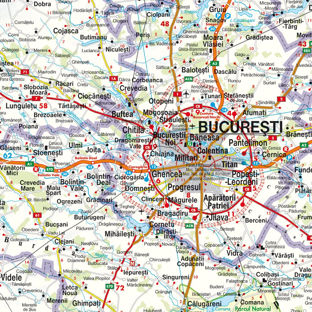 Romania & Moldova Road Map by Freytag & Berndt - Map Detail