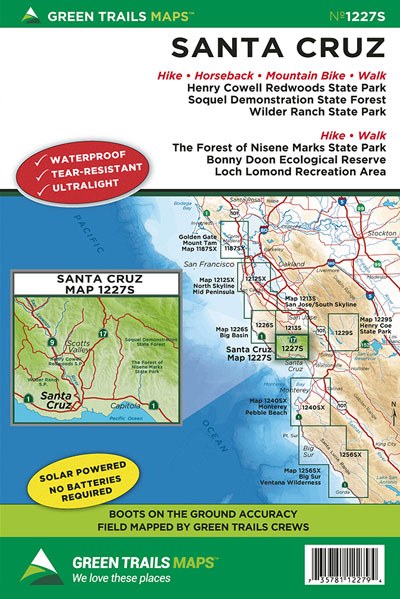 Santa Cruz, CA Green Trails Map 1227S – Metsker Maps