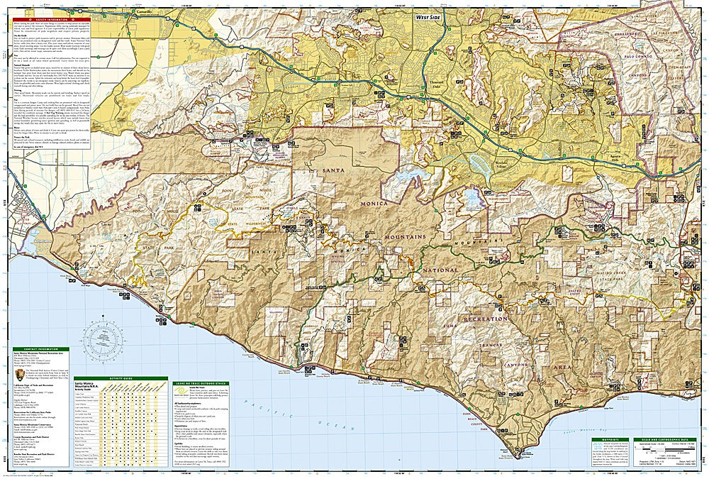 Santa Monica Mountains Trails Illustrated Topographic Map #253 - Map Detail