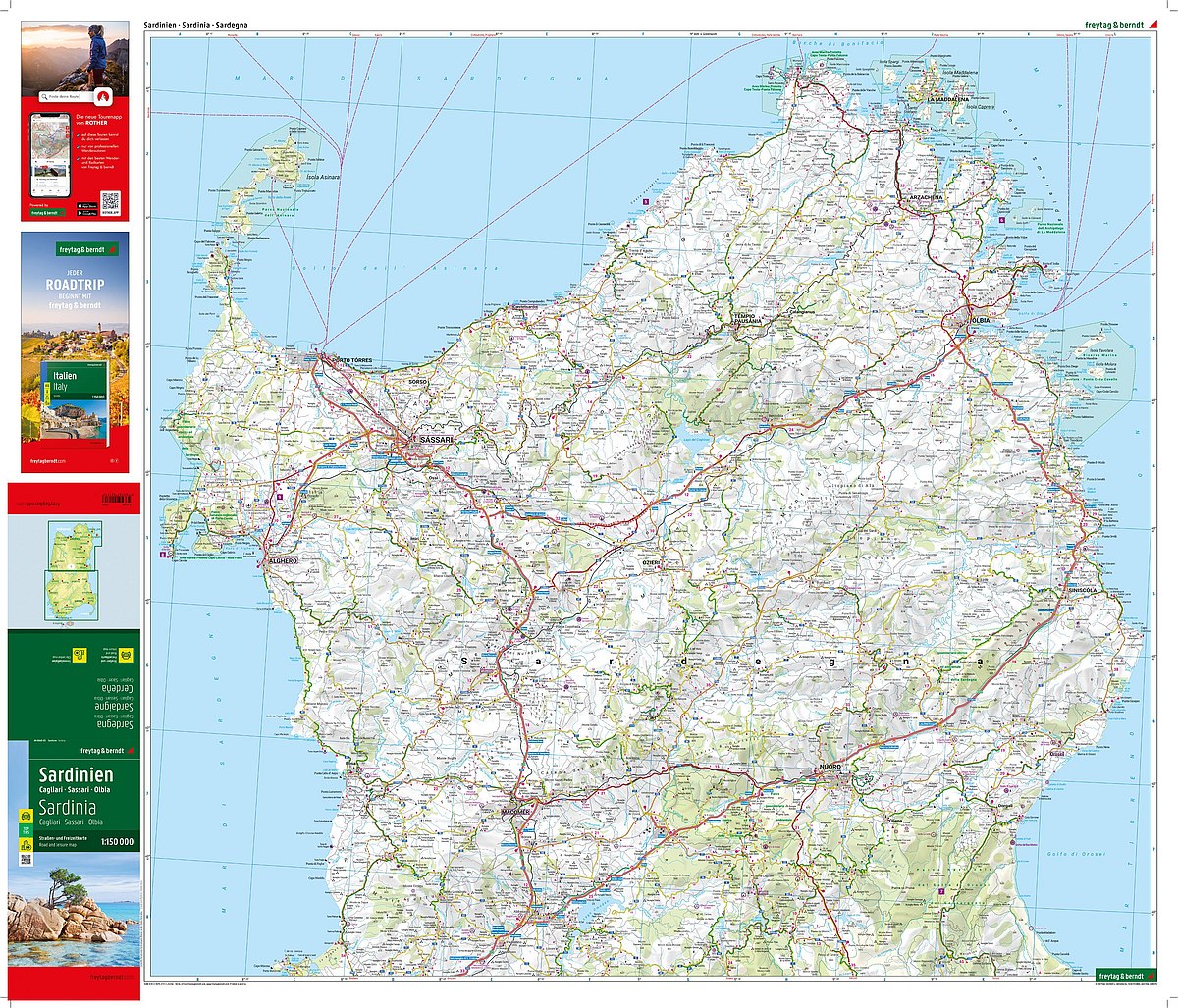 Sardinia Road Map by Freytag & Berndt - North Map Detail