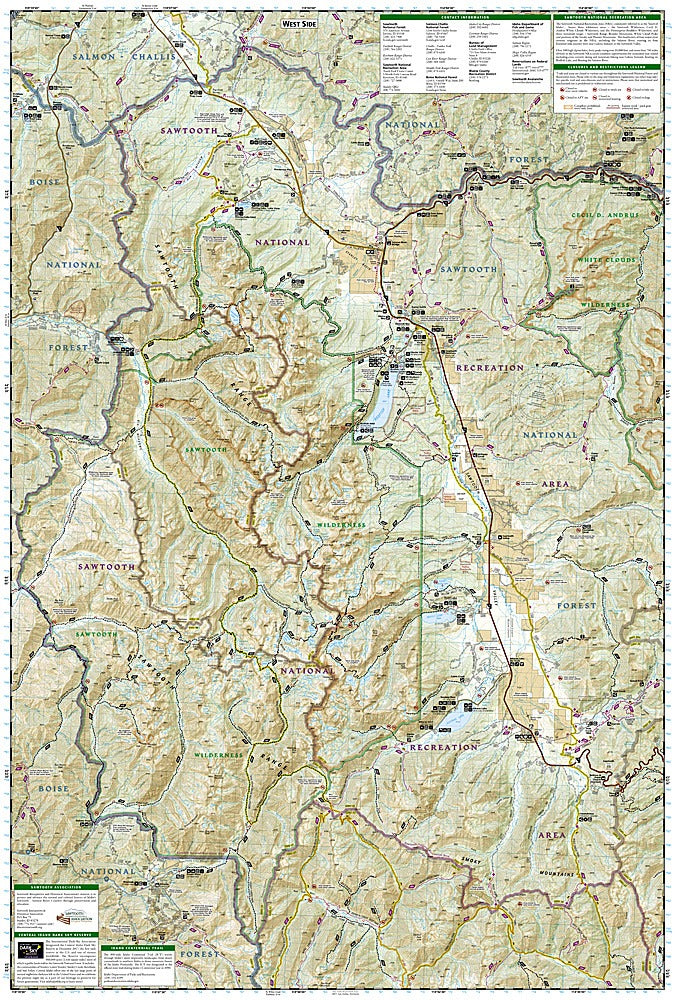 Sawtooth National Recreation Area Trails Illustrated Topographic Map #870 - Map Detail