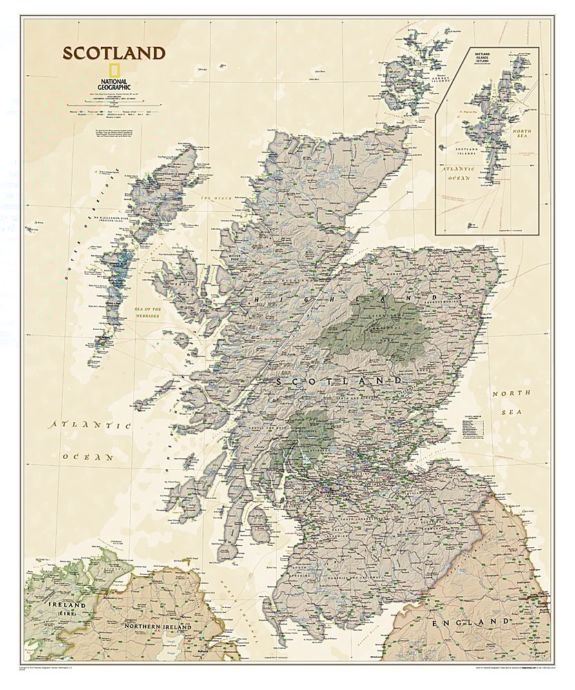 Scotland Wall Map - Executive Style by National Geographic