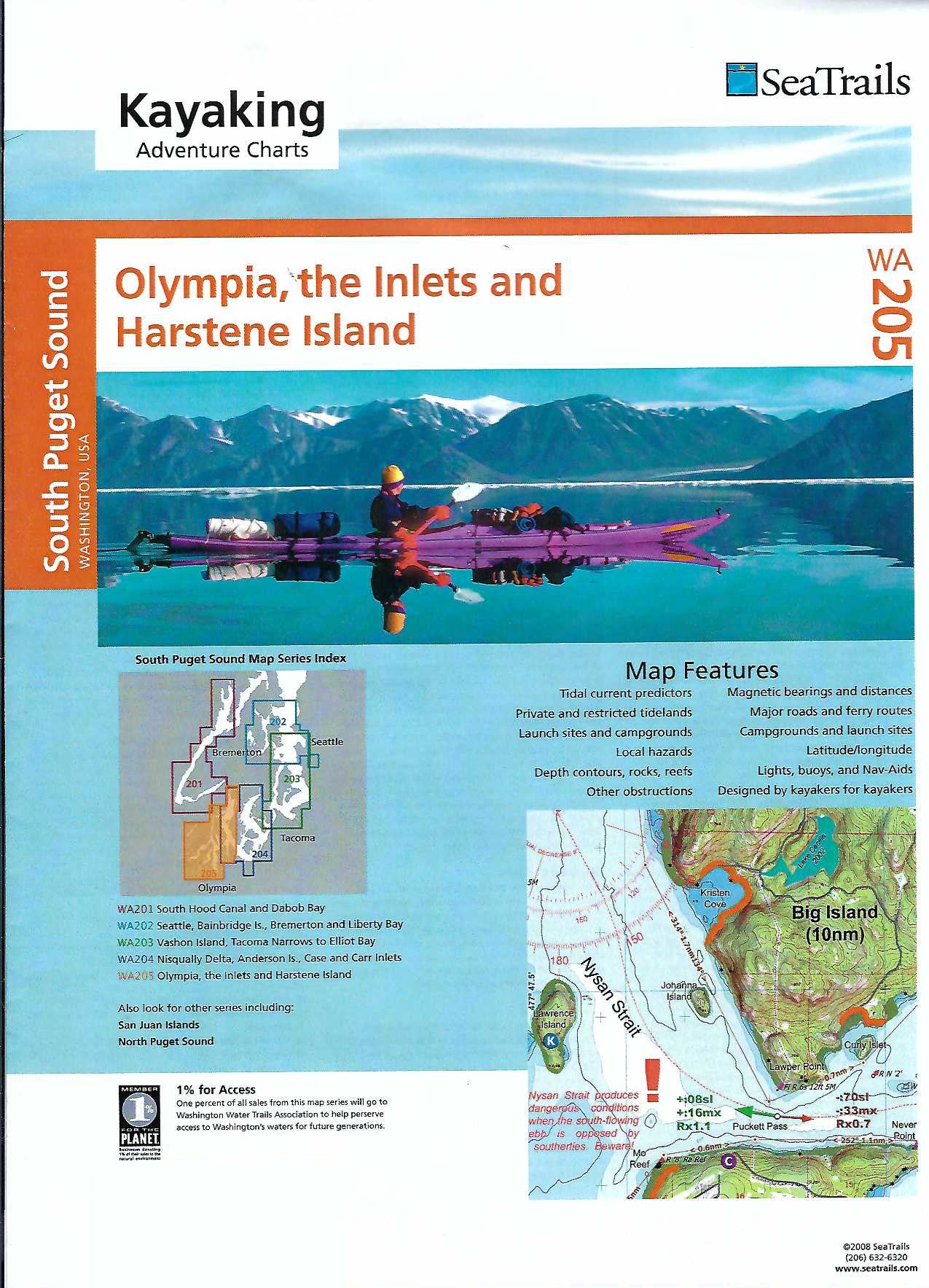 Olympia Inlets & Harstene Island Sea Kayak Chart - WA205