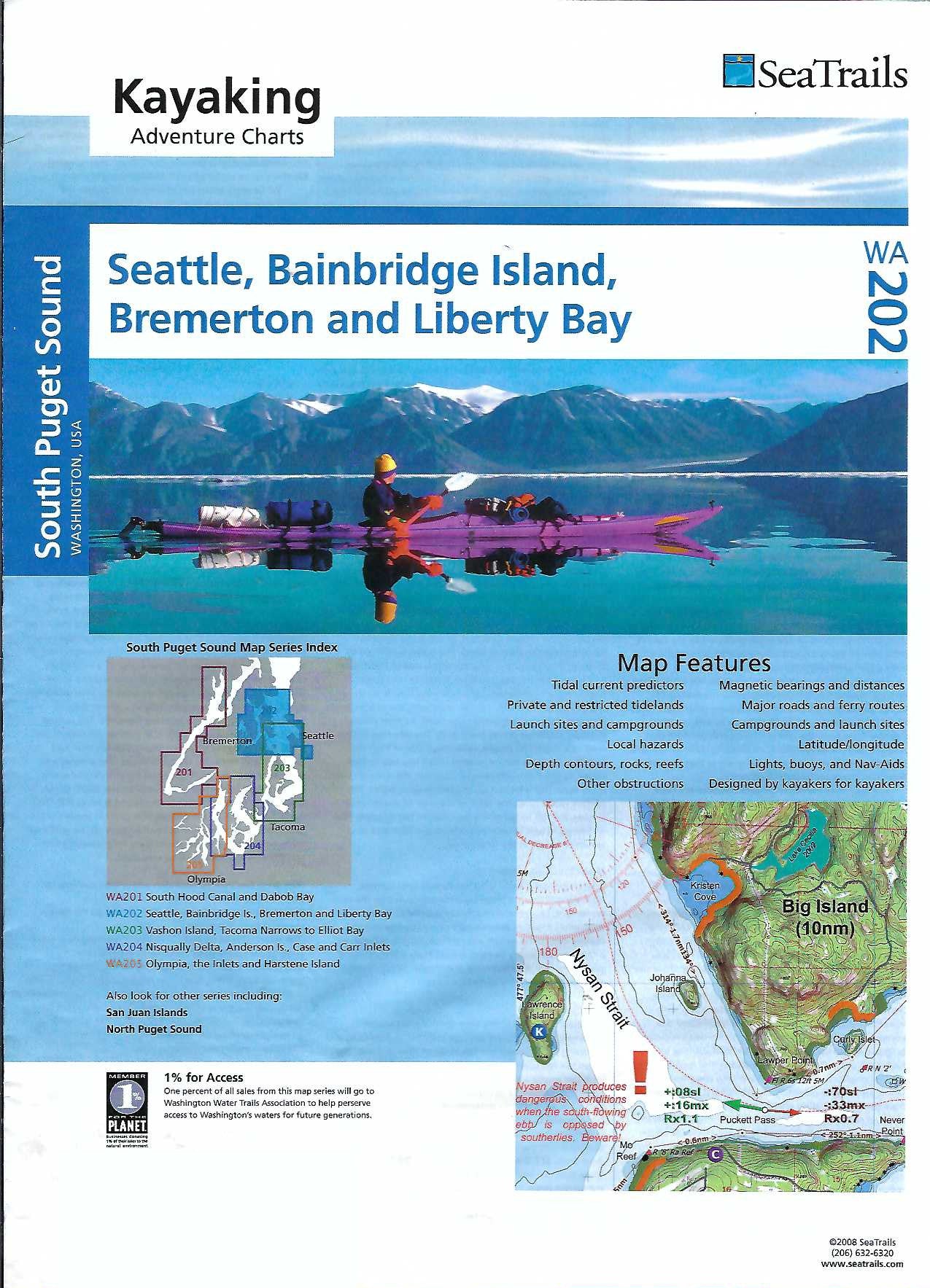 Seattle, Bainbridge Island, Bremerton & Liberty Bay Sea Kayak Charts - WA202