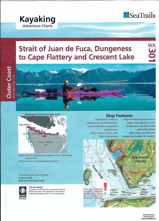 Strait of Juan de Fuca & Crescent Lake Kayak Chart - WA301