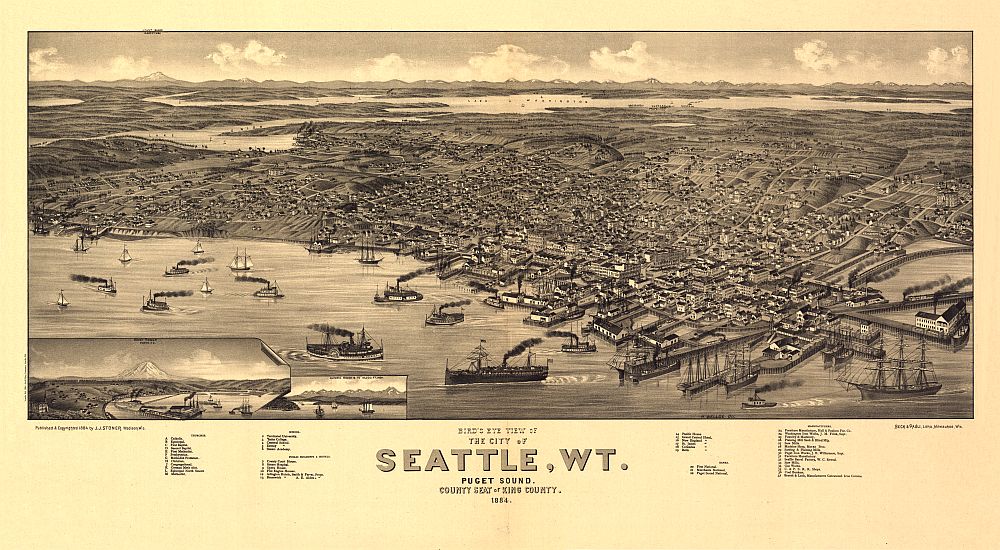 Antique Map of Seattle, WA 1884