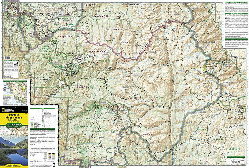 Sequoia & Kings Canyon National Parks Trails Illustrated Topographic Map #205 - Map Detail