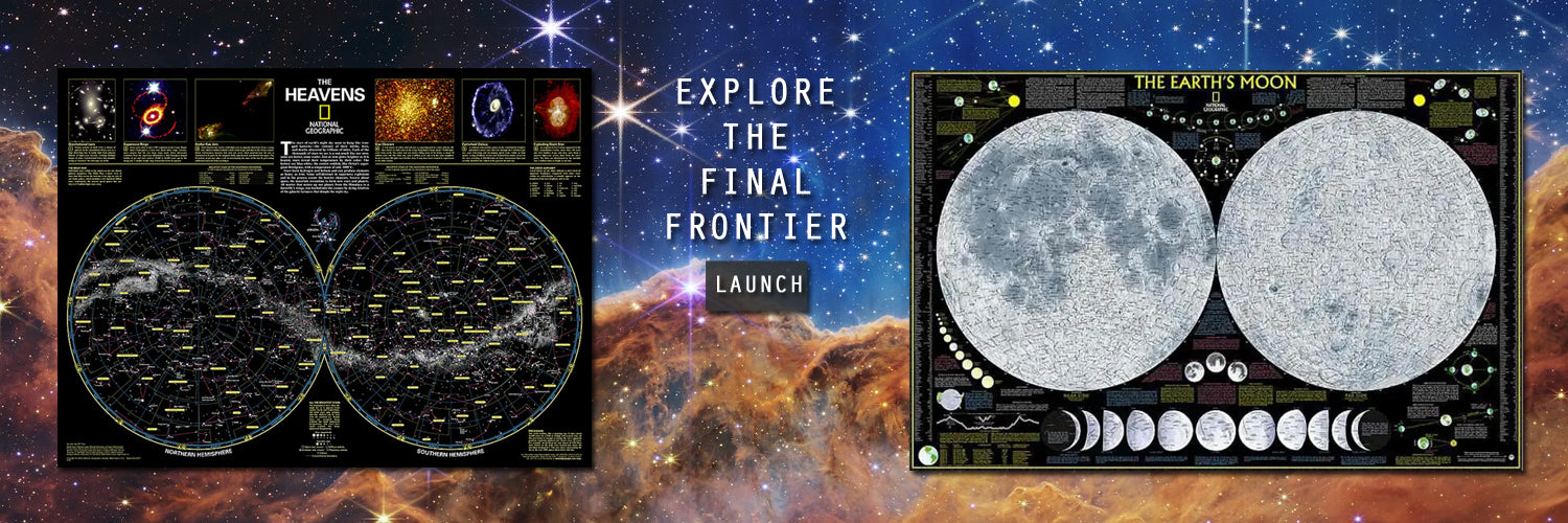 Two space-themed posters on a cosmic background with 'Explore the Final Frontier' text.