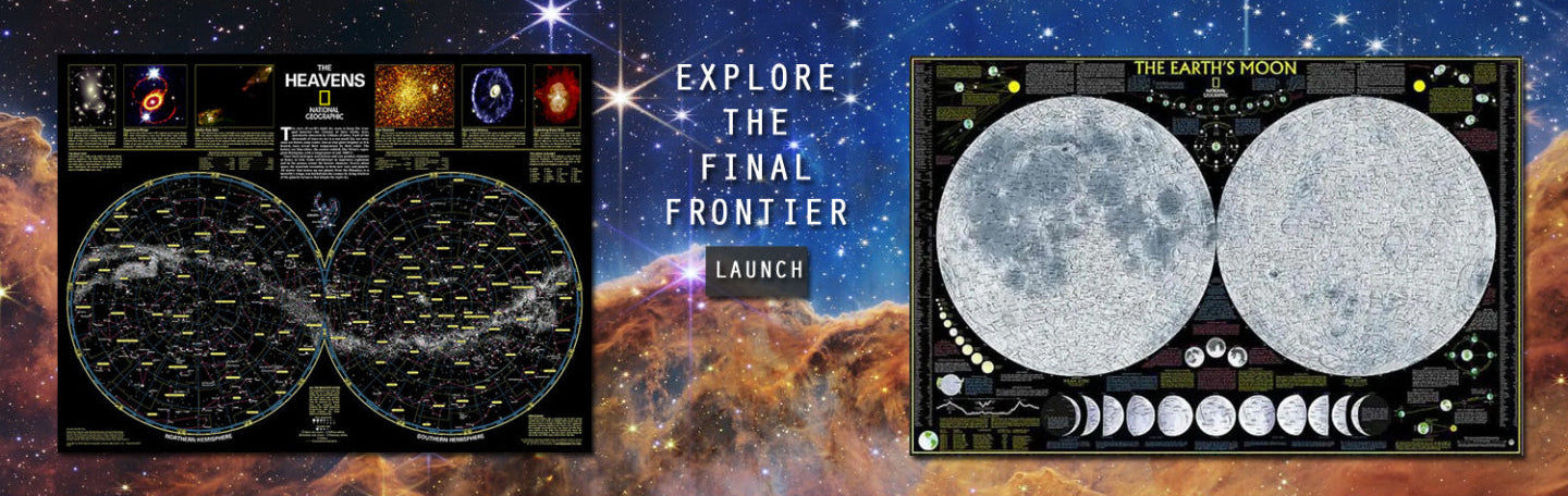 Two space-themed posters on a cosmic background with 'Explore the Final Frontier' text.
