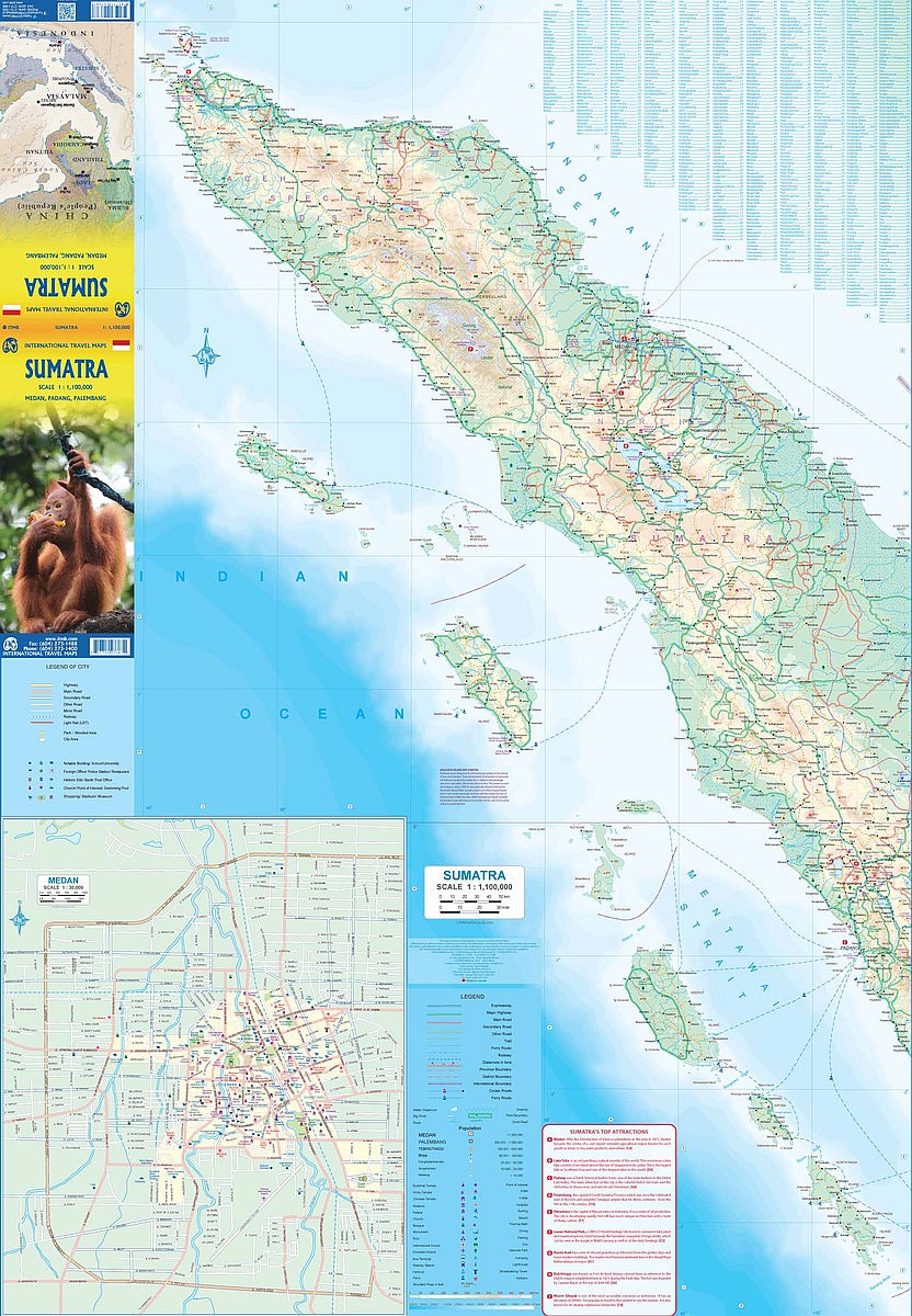 Sumatra Travel & Reference Map by ITMB - Sumatra Map
