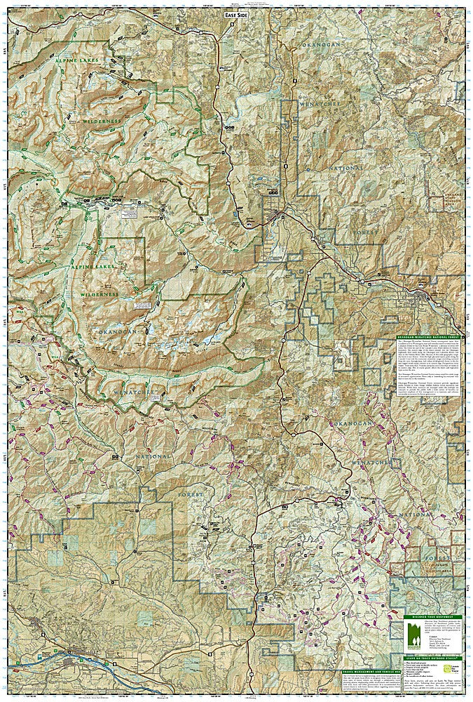 Alpine Lakes Wilderness Trails Illustrated Topographic Map #825 - East Map