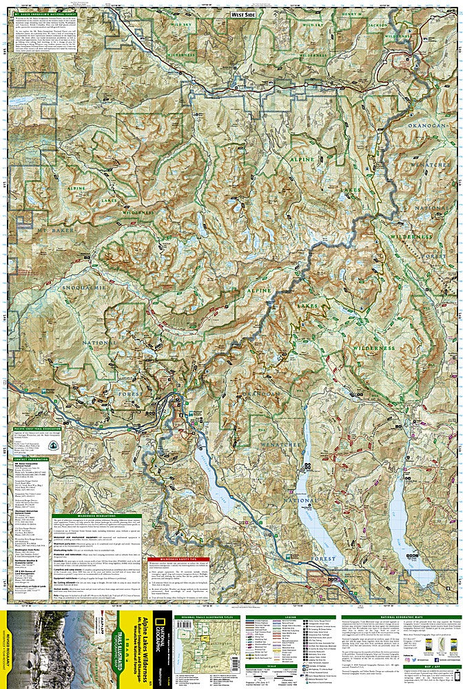 Alpine Lakes Wilderness Trails Illustrated Topographic Map #825 - West Map