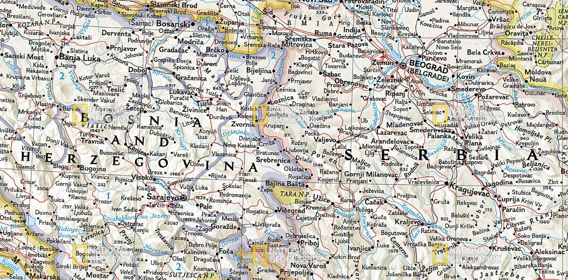 The Balkans Wall Map - Detail - by National Geographic