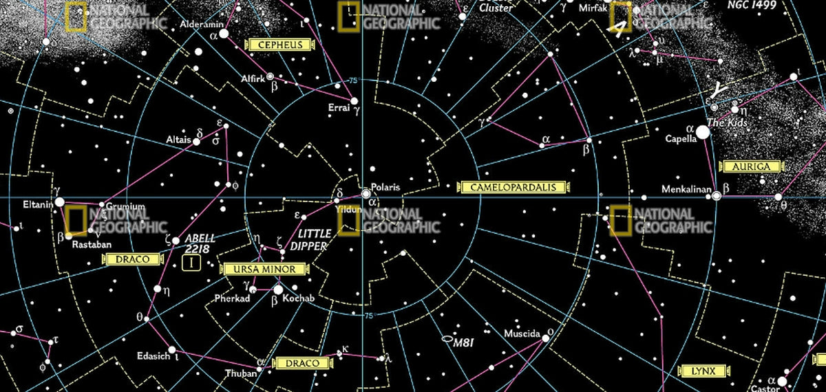 The Heavens Star Chart Wall Map by National Geographic - Map Detail
