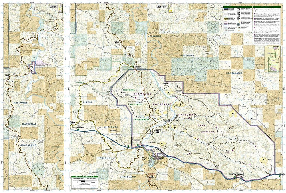 Theodore Roosevelt National Park Trails Illustrated Topographic Map #259 - Map Detail