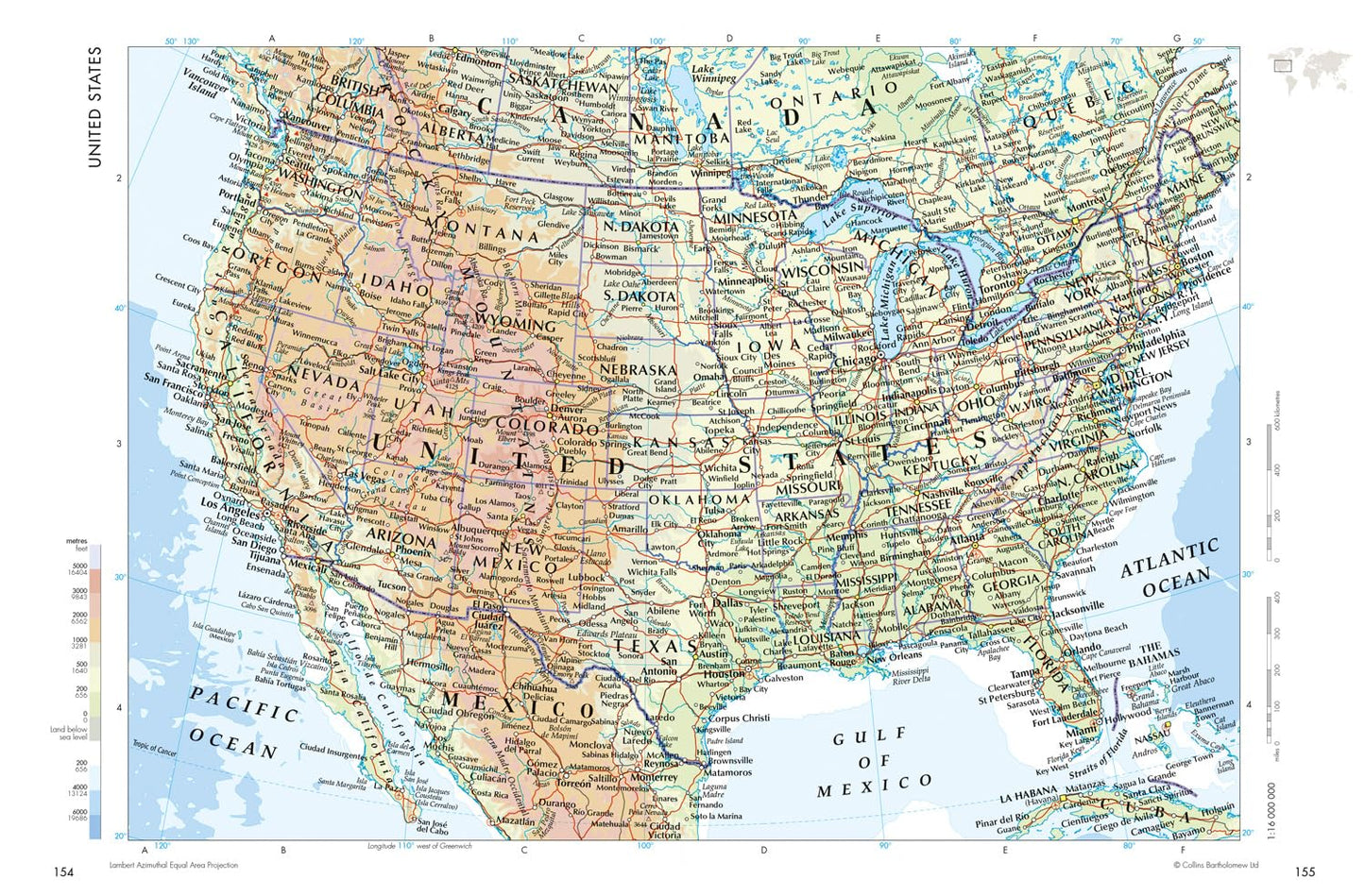 Times Desktop Atlas of the World Book Physical United States Map.
