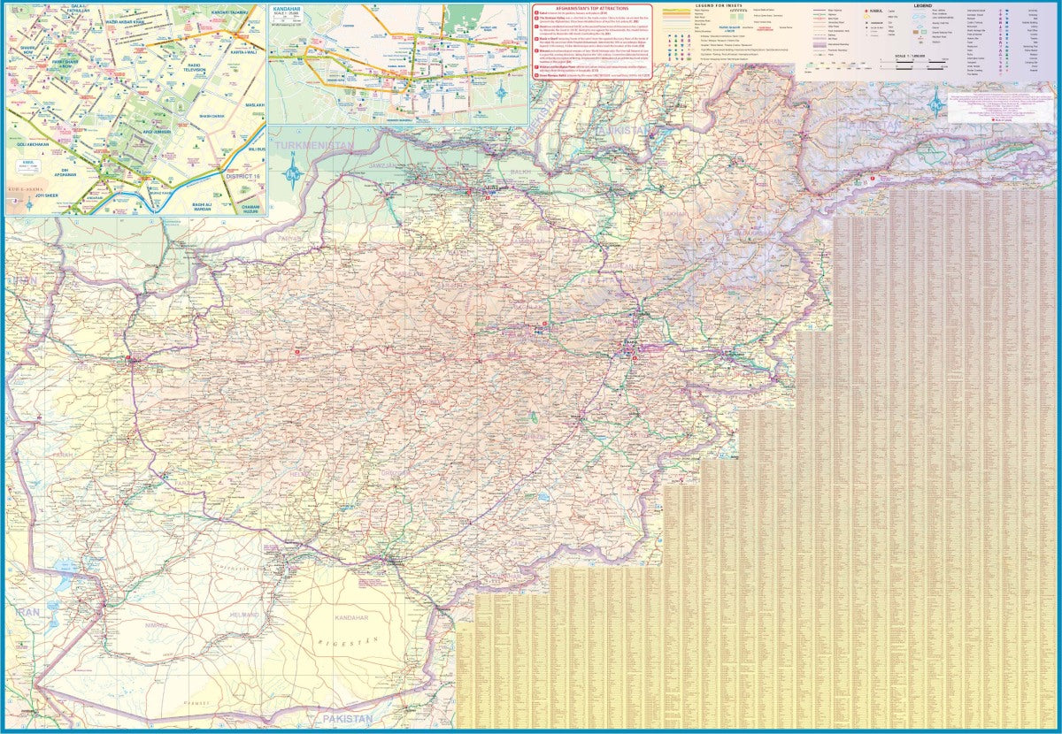 Turkmenistan & Afghanistan Travel & Reference Map by ITMB - Afghanistan Map Detail