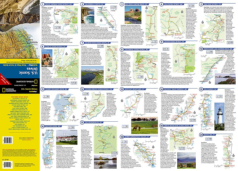 U.S. Scenic Drives Road Map & Guide by National Geographic - Drive Details