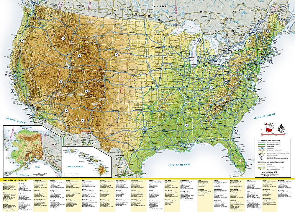 U.S. Scenic Drives Road Map & Guide by National Geographic - Map Detail