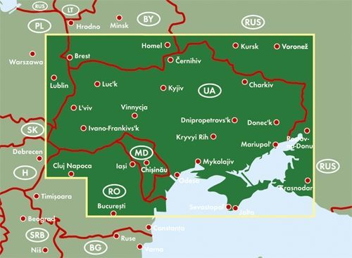 Ukraine & Moldova Road Map by Freytag & Berndt - Coverage Map
