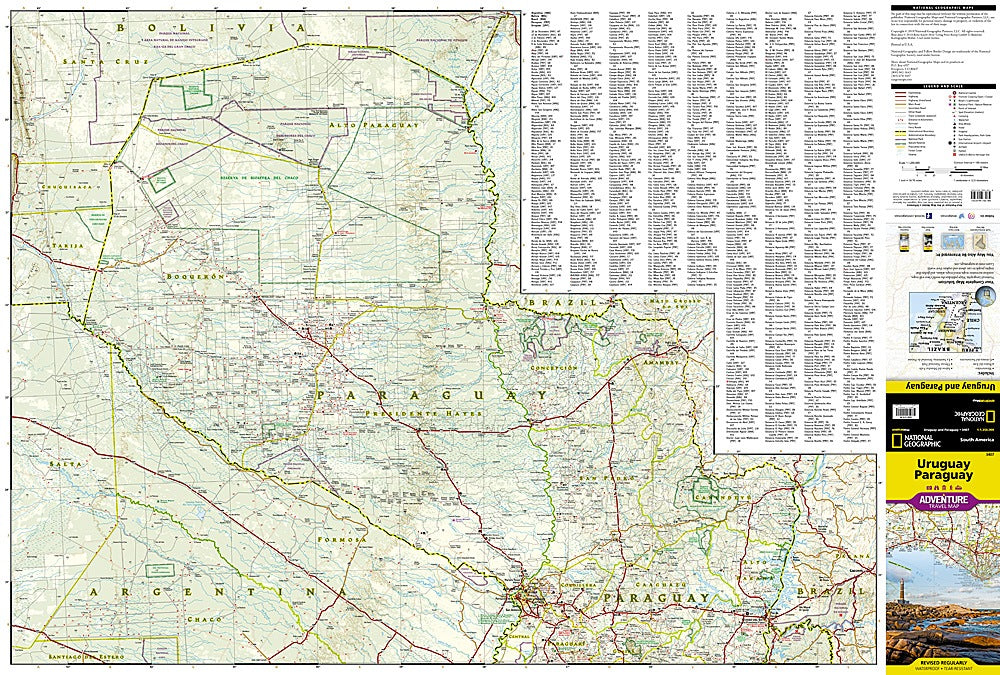 Uruguay & Paraguay Adventure Travel Map by National Geographic - Map Detail